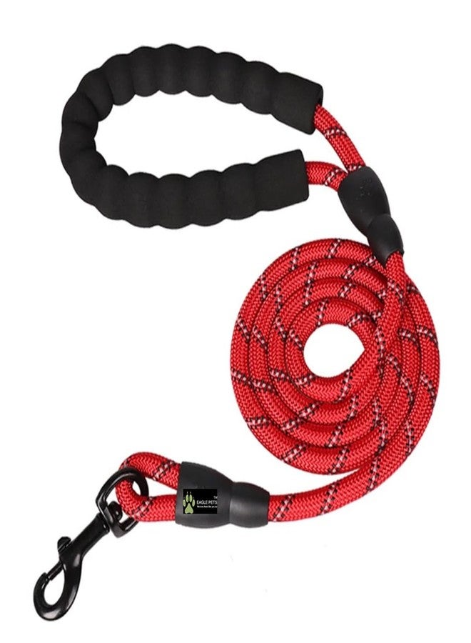 Eagle Pets Reflective Nylon Dog Leash - Durable No-Pull Pet Leash with Soft Padded Handle for Small, Medium & Large Dogs - Night Safety Walking Lead (Red, 5ft) - Image 1